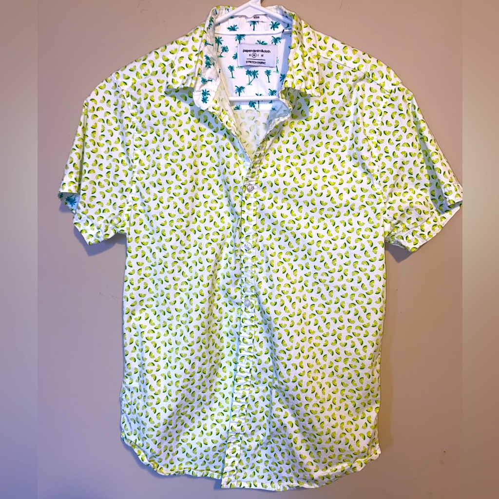 Paper Denim And Cloth Brand Button Up Shirt With Limes And Palm Trees Size M Paper Denim And Cloth Brand Button Up Shirt With Limes And Palm Trees Size M